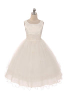 KD198 Ivory Lace Trim Tulle Dress (2-16 years)