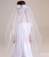 White Communion Pearl Halo Headpiece with Veil