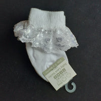 Baby Girl White Socks with Lace Frill 0-3m and 3-6m