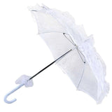 Medium Frilly Lace Communion Umbrella (white and ivory)