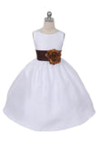 KD204 White Poly Silk Dress (2-14 years)