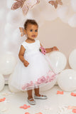 KD195C White Petal Baby Dress with Sequin Top (3-24 months)