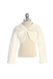 LAST CHANCE KD216 Ivory Fleece Long Sleeve Bolero Jacket (12 years only)
