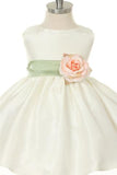 KD204 White Poly Silk Dress (2-14 years)