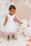 KD195C White Petal Baby Dress with Sequin Top (3-24 months)