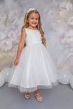 LAST CHANCE KD522 Ivory Lace Sequin V-Back (6 & 12 yrs only)