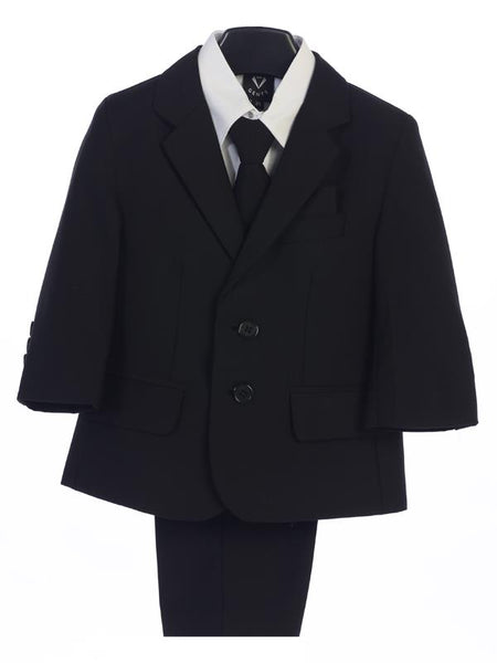 #3582 BLACK Boys 5 Piece Suit (baby, regular & plus sizes)