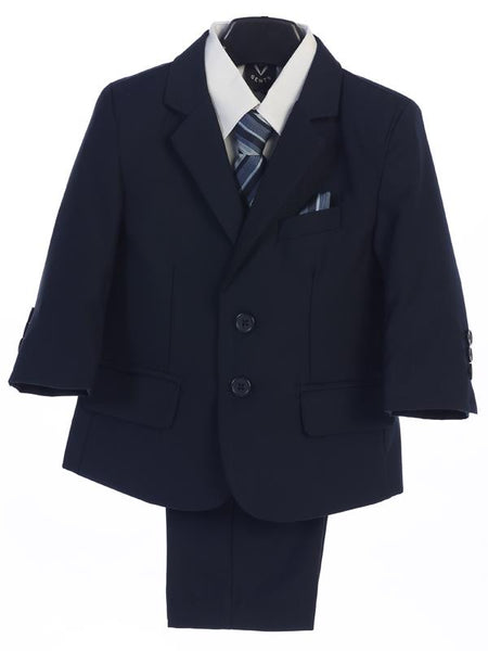 #3582 NAVY Boys 5 Piece Suit  (baby, regular and plus sizes)
