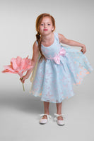 KD382 Blue and Pink Butterfly Organza Dress (sizes 2-14.5)