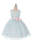 KD382 Blue and Pink Butterfly Organza Dress (sizes 2-14.5)