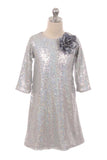 SALE KD408 Silver Party Dress (12 years only)