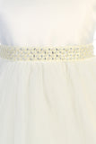 KD411S Ivory Dress with Pearl & Rhinestone Belt (2-14 years)
