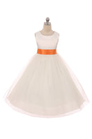 KD411 White Flower Girl Dress with Optional Sash (2-14 years)