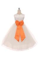 KD411 White Flower Girl Dress with Optional Sash (2-14 years)