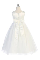 KD458A Princess Dress with Floral Trim (2-20 years) available in white and ivory