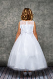 LAST CHANCE KD466 White Venetian Lace Illusion Communion Dress (6-14 years)