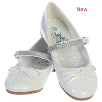 SUMMER White Patent Dress Shoes with Rhinestone Strap Junior Sizes 9 to 5