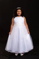 KD468+ White Lace Glitter Tulle Dress (plus sizes 16.5-20.5)