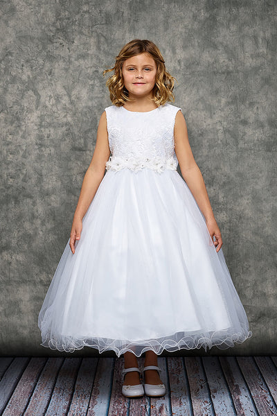 KD468 White Lace Glitter Tulle Dress (sizes 2 -14 yrs)