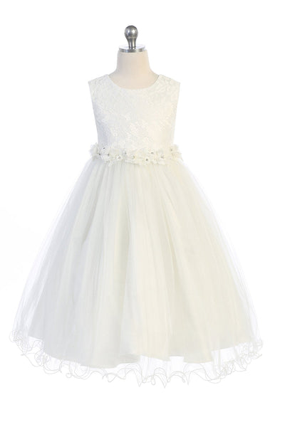 KD468+ Ivory Lace Glitter Tulle Dress (plus sizes 16.5-20.5)