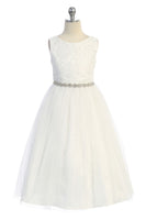 LAST CHANCE KD494 Ivory Waterfall Dress (6 & 12 years only)