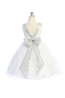 KD498 Ivory Silver Sequin V Back Dress (sizes 2-20.5)