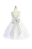 KD498 Ivory Silver Sequin V Back Dress (sizes 2-20.5)
