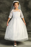 LAST CHANCE KD510 White Cording Lace Waterfall Dress (6-14 years)
