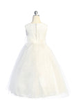 KD524-D Ivory Long Flower Girl Dress with Diamond Cluster (2-14 years)