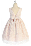 SALE KD526-B Blush Pink All Lace V-Back Dress with Pearl Mesh Trim (2,8,10 yrs only)