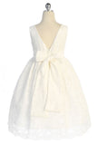 SALE KD526-A Ivory All Lace V-Back Dress with Rhinestone Trim (6 yrs only)