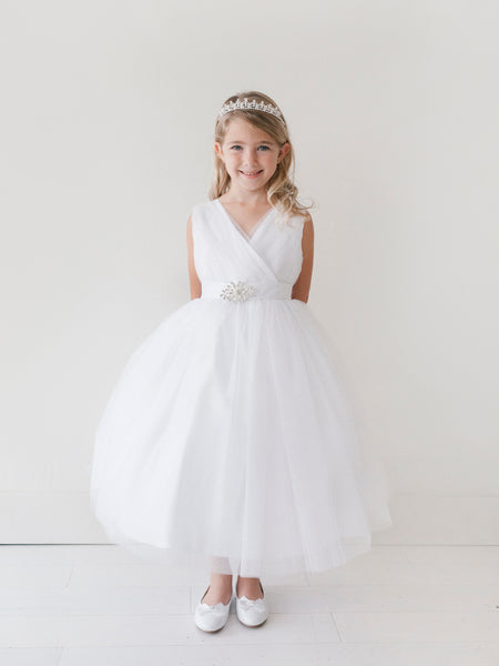 TK5698 White Glitter Tulle Dress (6 months - 16 yrs)