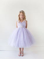 TK5698 Lilac Glitter Tulle Dress (6 months - 16 yrs)