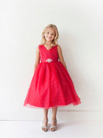 TK5698 Red Glitter Tulle Dress (6 months - 16 yrs)