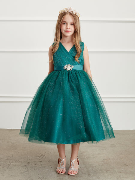 TK5698 Emerald Green Glitter Tulle Dress (6 months - 16 yrs)