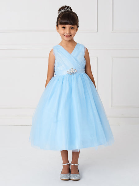 TK5698 Sky Blue Glitter Tulle Dress (6 months - 16 yrs)