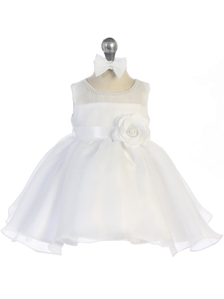 TK5726S Ivory Organza Baby Dress with Headband (6-24m)