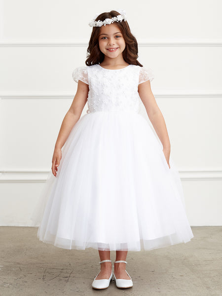 TK5831 Dress available in white & ivory (2-16 yrs)