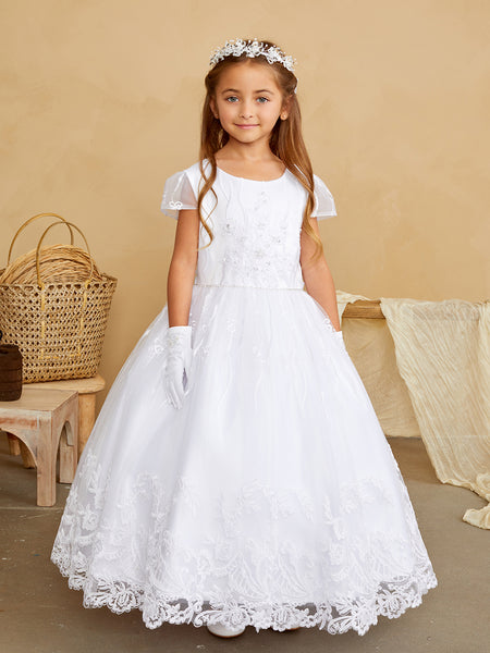 TK5841 White Communion Dress  Dress (7-18 yrs)