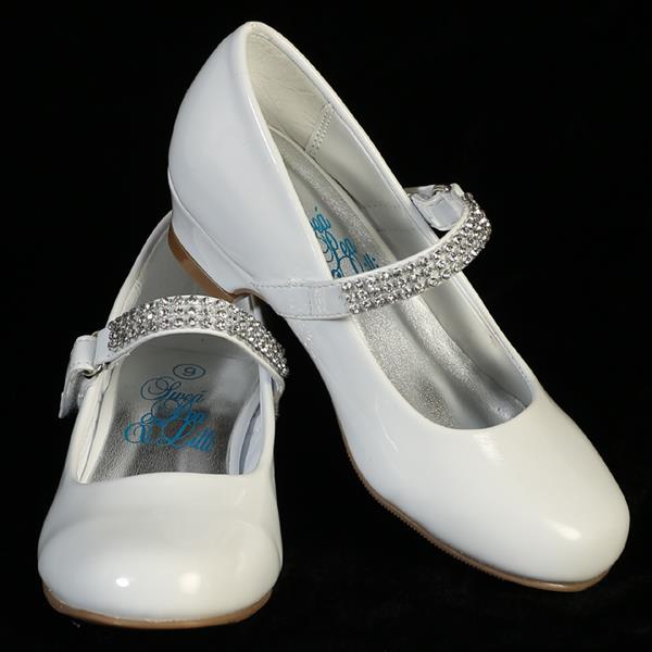 MIA White Dress Shoes with Rhinestone Strap and Small Heel Junior Sizes 9 to 6