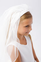 TK713 Girl's Embellished Headband with Veil (available in white and ivory)