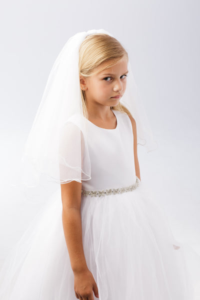 TK716 Double Layer Veil with Wire Merrow Edge (available in white and ivory)
