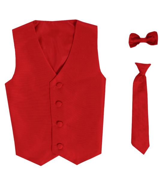 735 Boys Red Poly Silk Waistcoat and Tie Set 3 months to 14 years