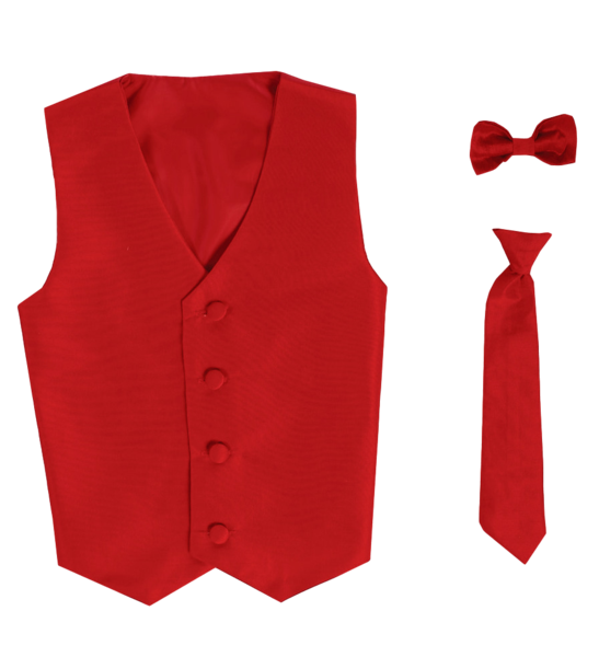 Boys Red Poly Silk Waistcoat and Tie Set (3 months to 14 years)