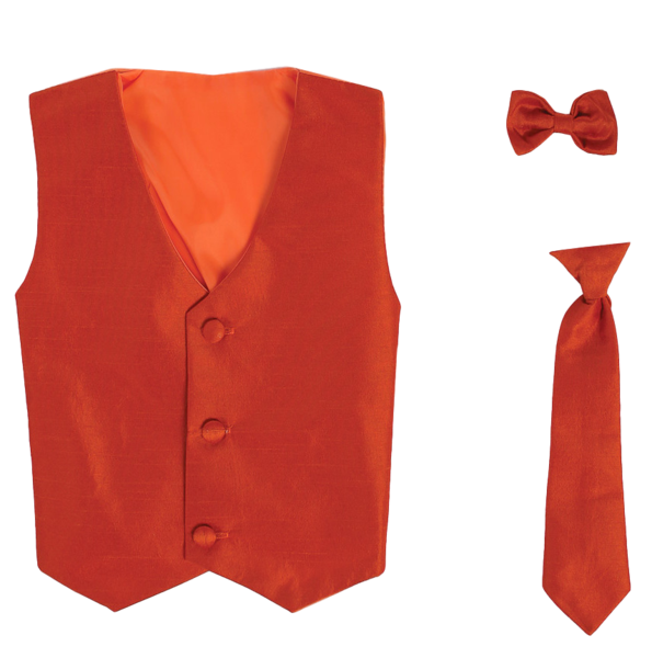 Boys Burnt Orange Poly Silk Waistcoat and Tie Set 3 months to 14