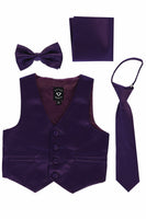 #738 Purple Set with Waistcoat, Necktie, Bowtie, Hanky (3m-14yrs)