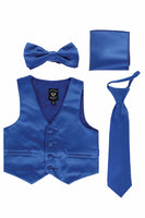#738 Royal Blue Set with Waistcoat, Necktie, Bowtie, Hanky (3m-14yrs)