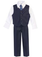 #8570 Navy 4 Piece Waistcoat Suit (6m-14yrs)