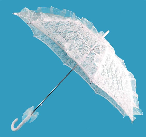 Large Frilly Lace Communion Umbrella (white and ivory)