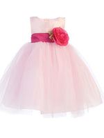 BL228 Pink Poly Silk & Tulle Girl Dress (2-12y)